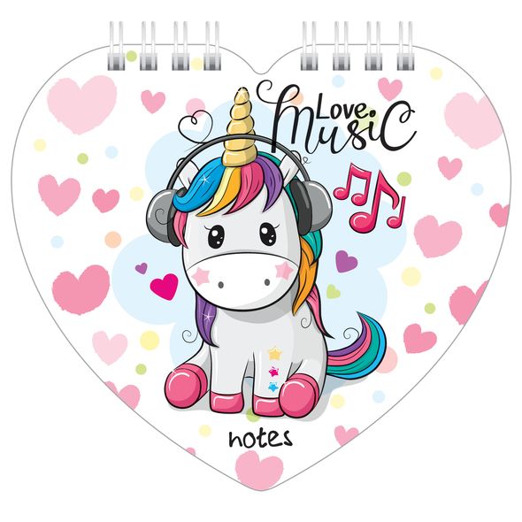 Блокнот 60л А6ф 80 гр/кв.м с фигурной высечкой на гребне-I Love Music- , 